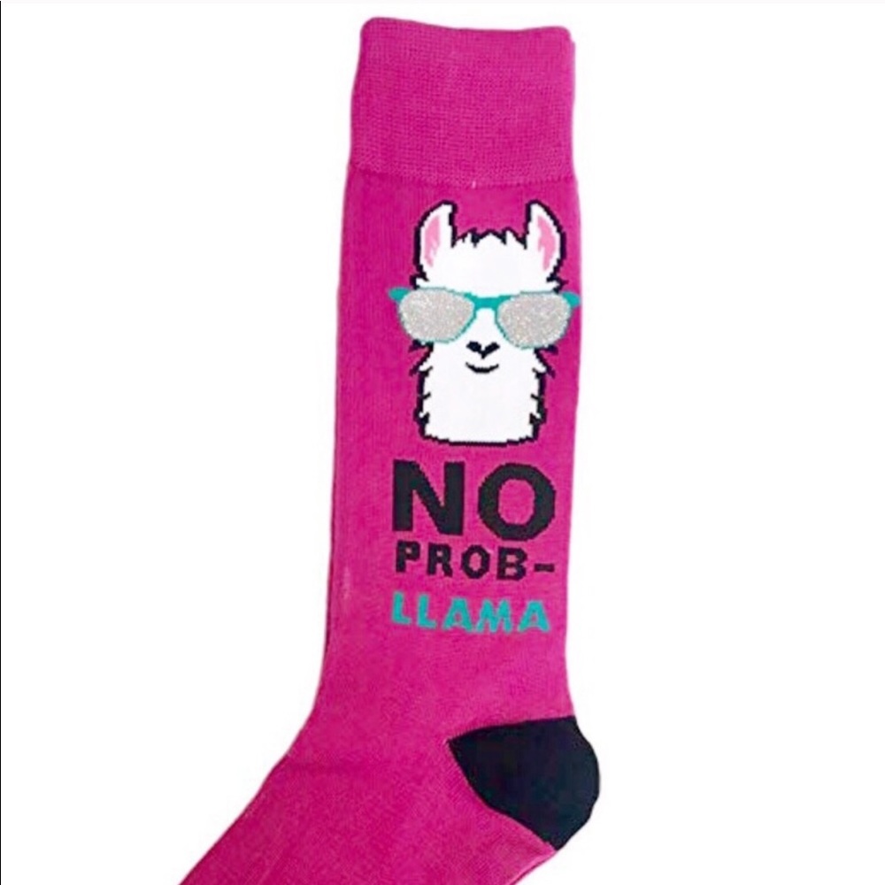 Novelty fun socks - “No Prob Llama” magenta